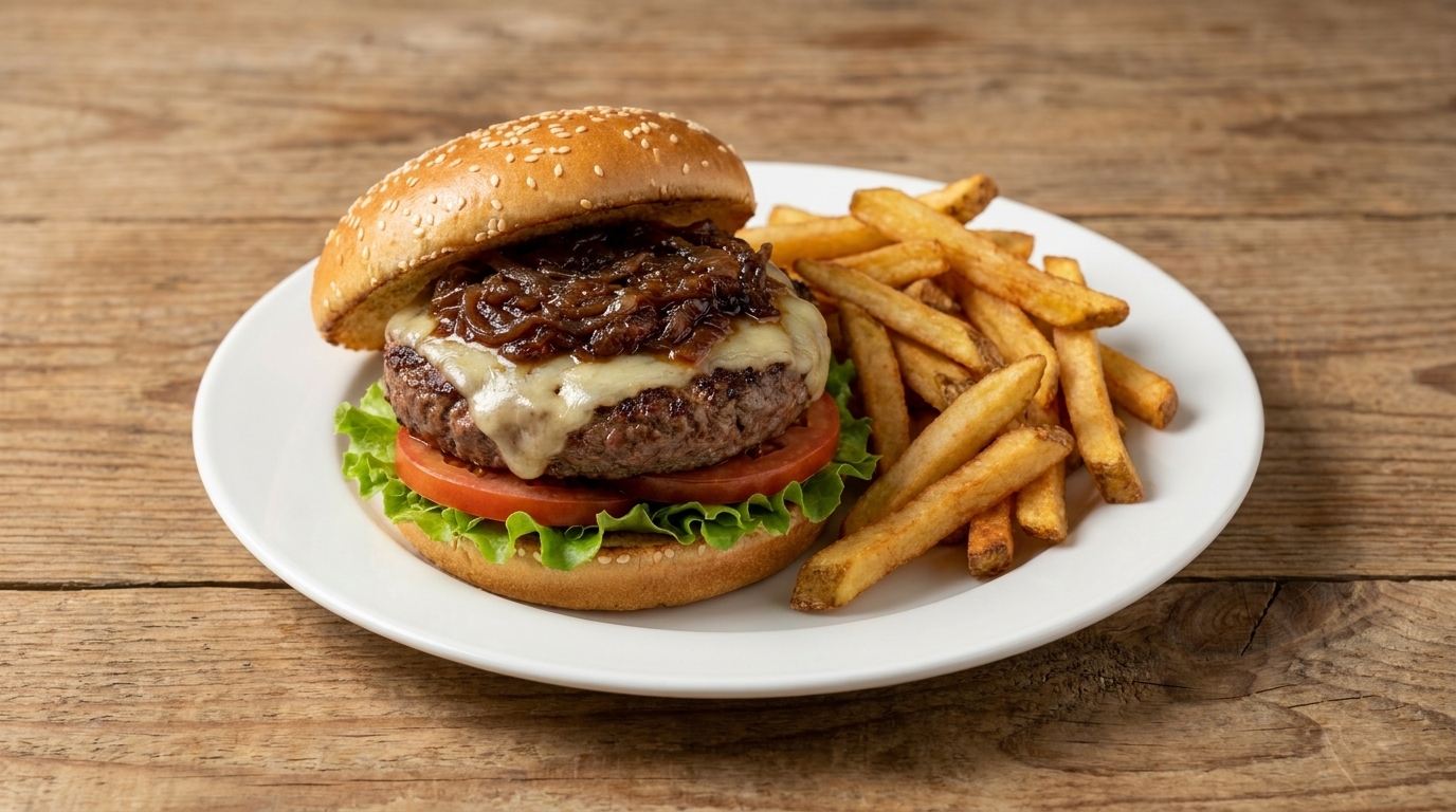 Hamburguesa Gourmet con Cebolla Caramelizada