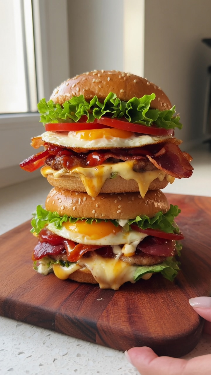 La Hamburguesa de Desayuno Definitiva con Huevo y Bacon