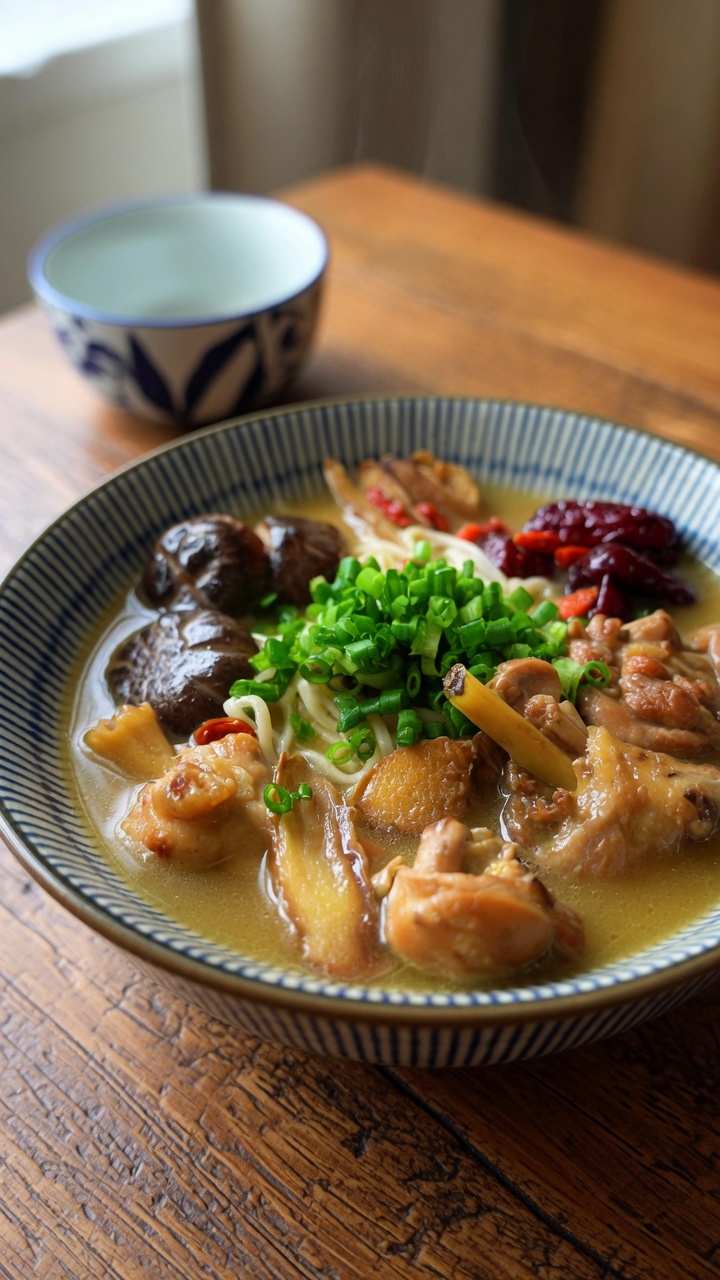 Sopa Taiwanesa de Fideos y Pollo al Aceite de Sésamo