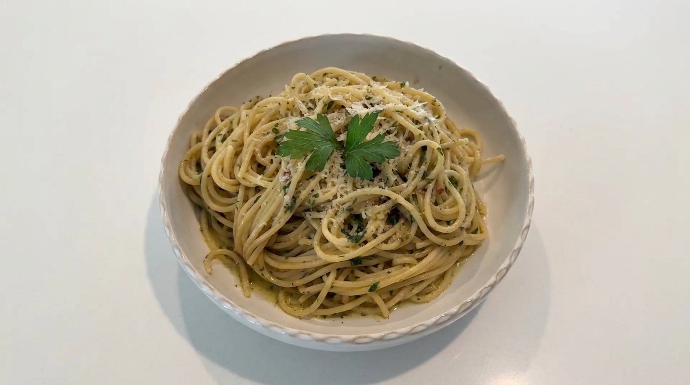 Pasta Clásica al Limón, Ajo y Perejil