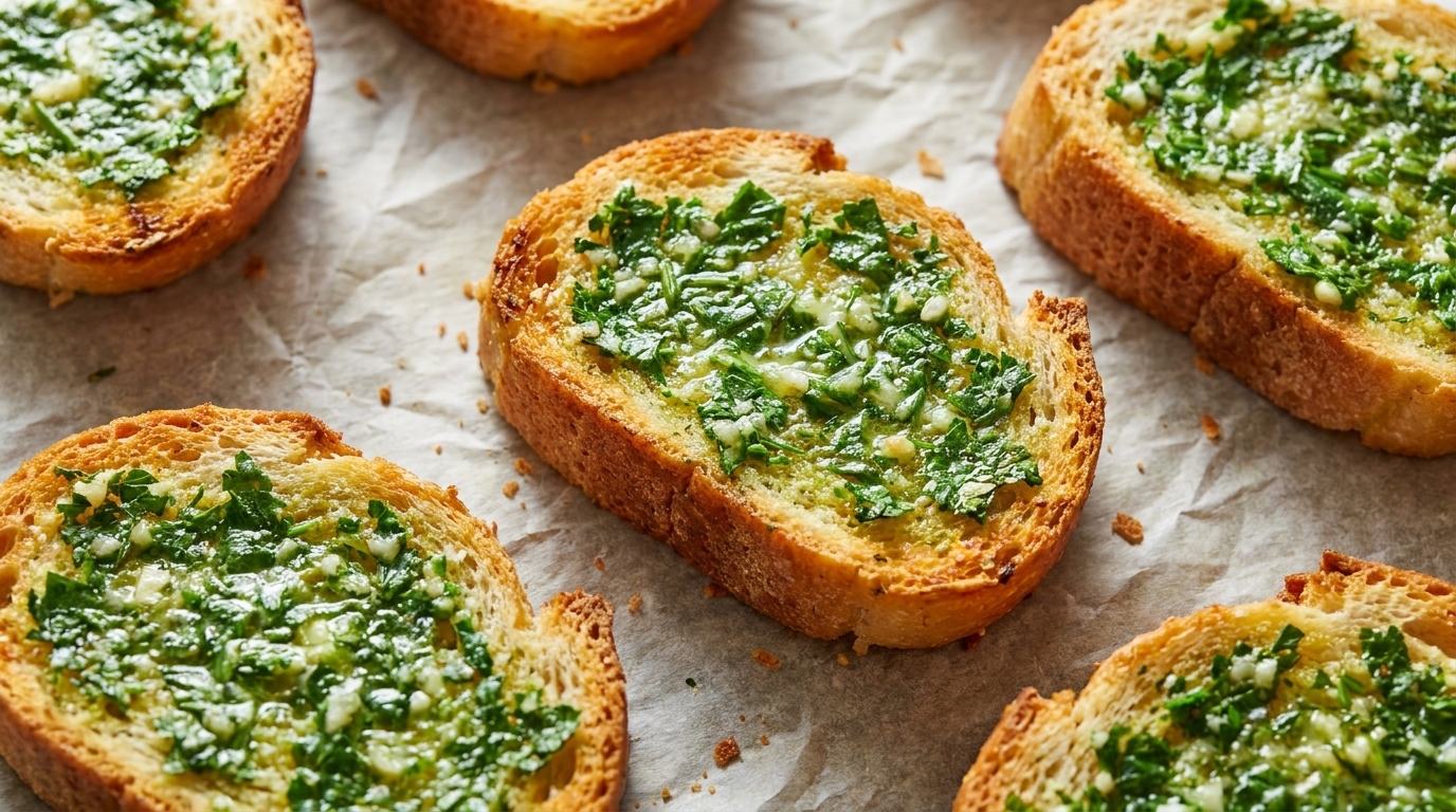 Tostadas de Baguette con Ajo y Perejil Fresco
