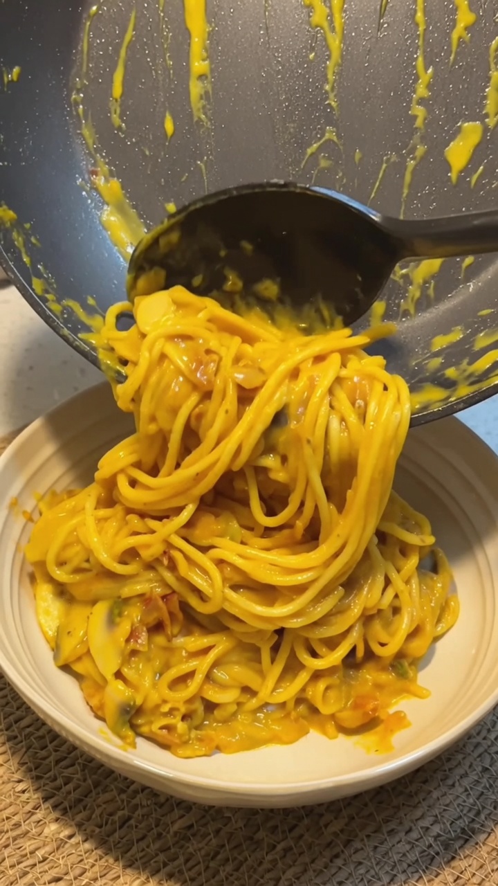 Espaguetis Cremosos de Calabaza y Bacon