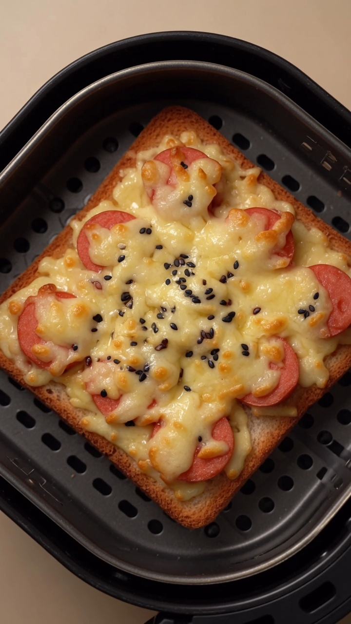 Pizza Tostada Fácil con Salchicha en Air Fryer
