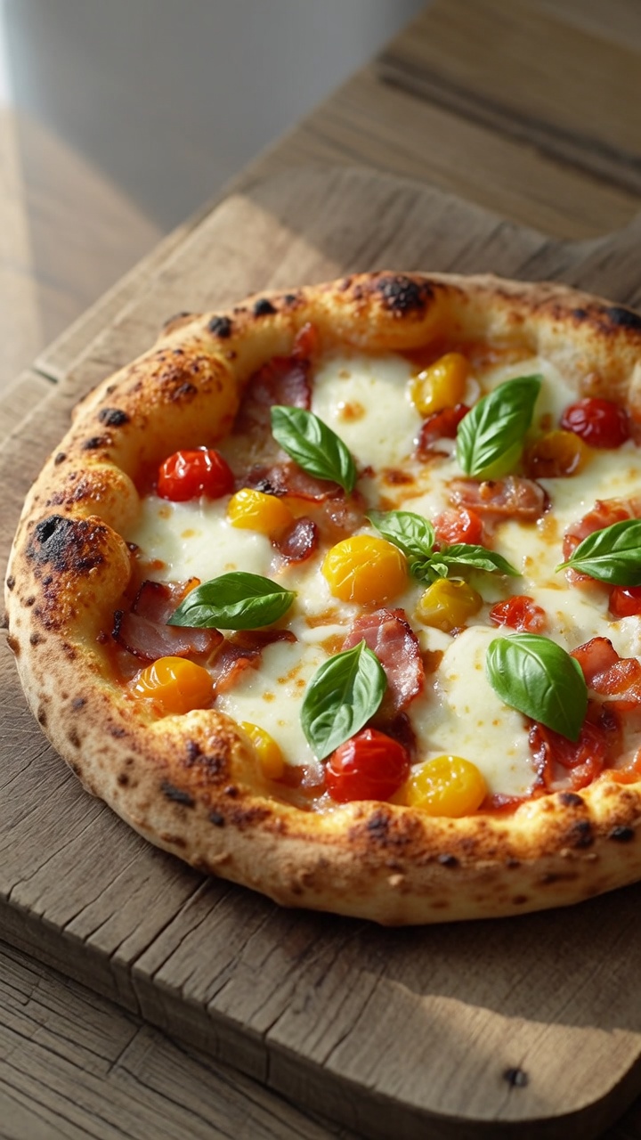 Pizza de Tomates Cherry y Panceta Italiana