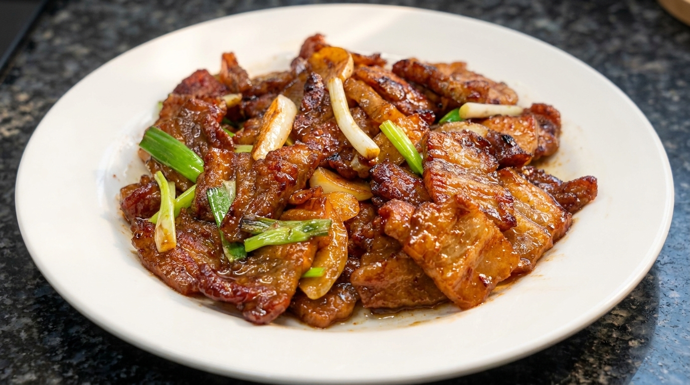 Cerdo al Estilo Hong Shao Rou: Panceta Glaseada con Salsa de Soja