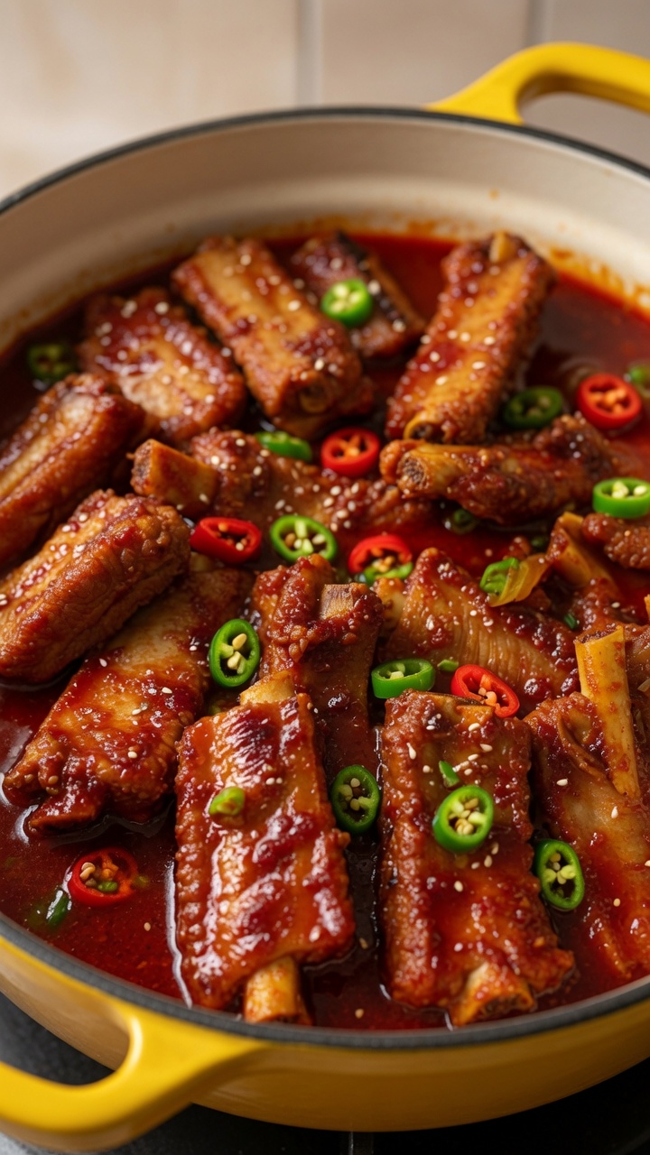 Costillas de Cerdo Coreanas Estofadas y Picantes (Dwaeji Galbi-jjim)