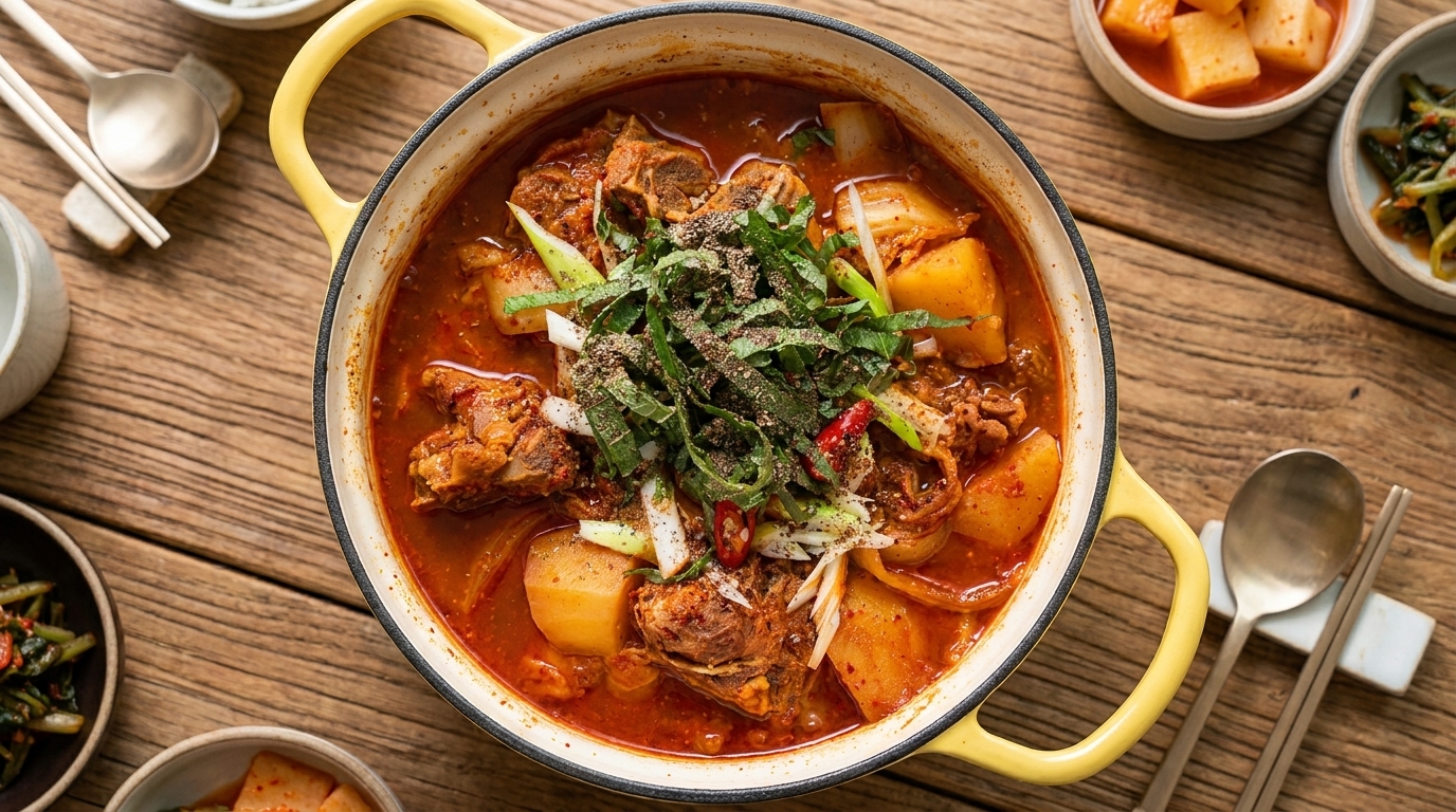 Sopa Picante Coreana de Espinazo de Cerdo (Gamjatang)
