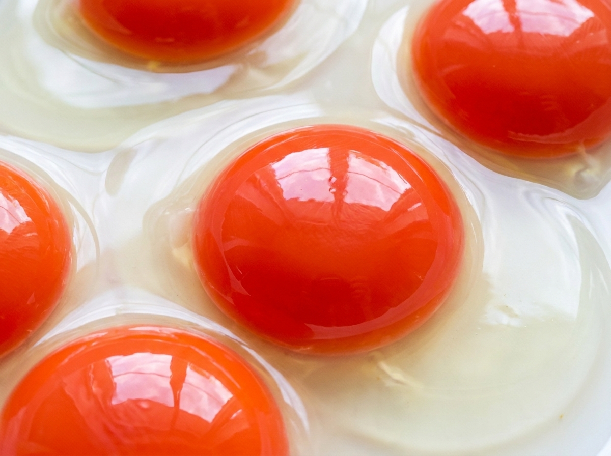 Huevos de codorniz recién cascados friéndose junto a la mezcla de cerdo sazonada.