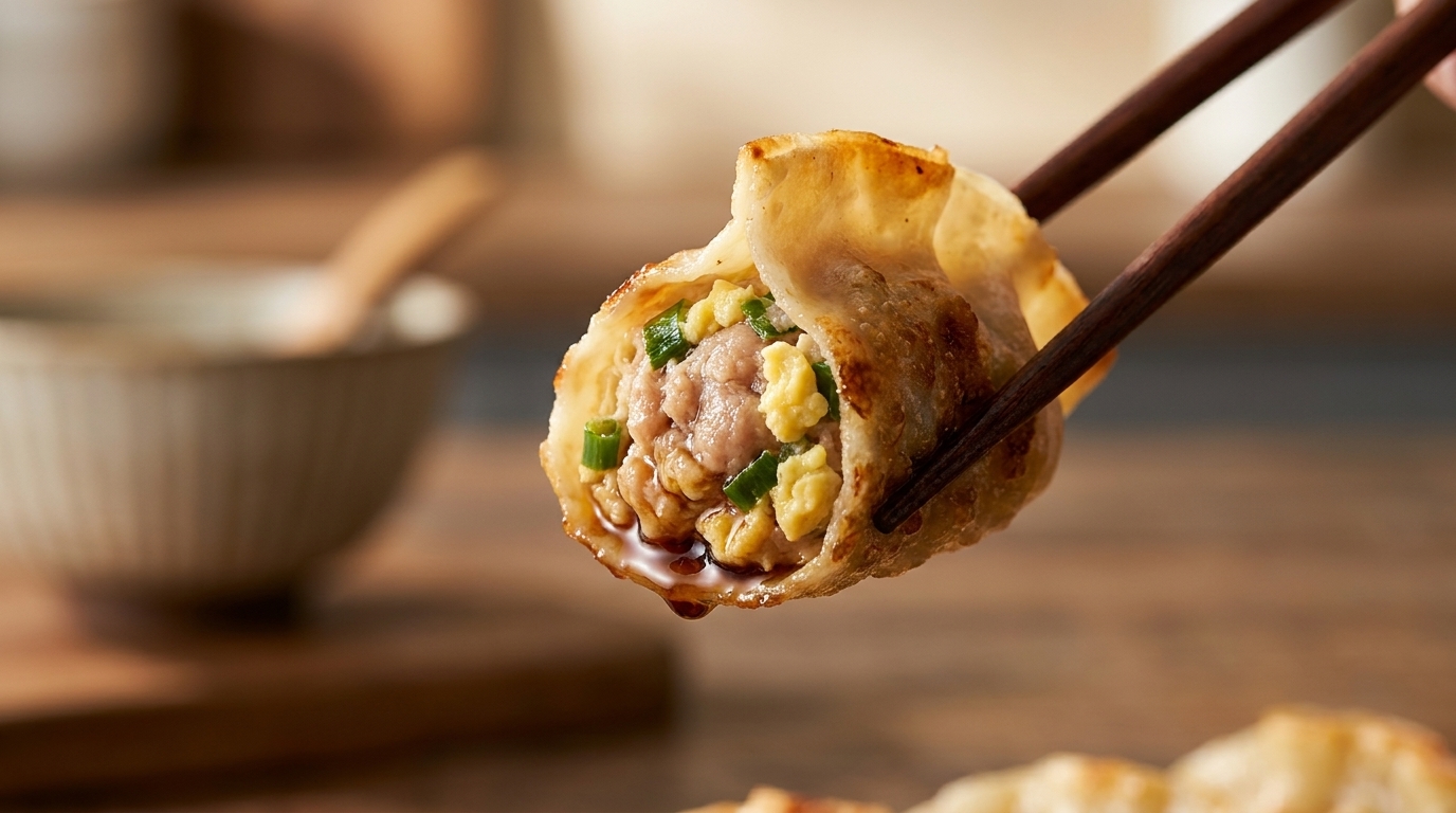 Dumplings de Cerdo a la Parrilla con Huevo de Codorniz