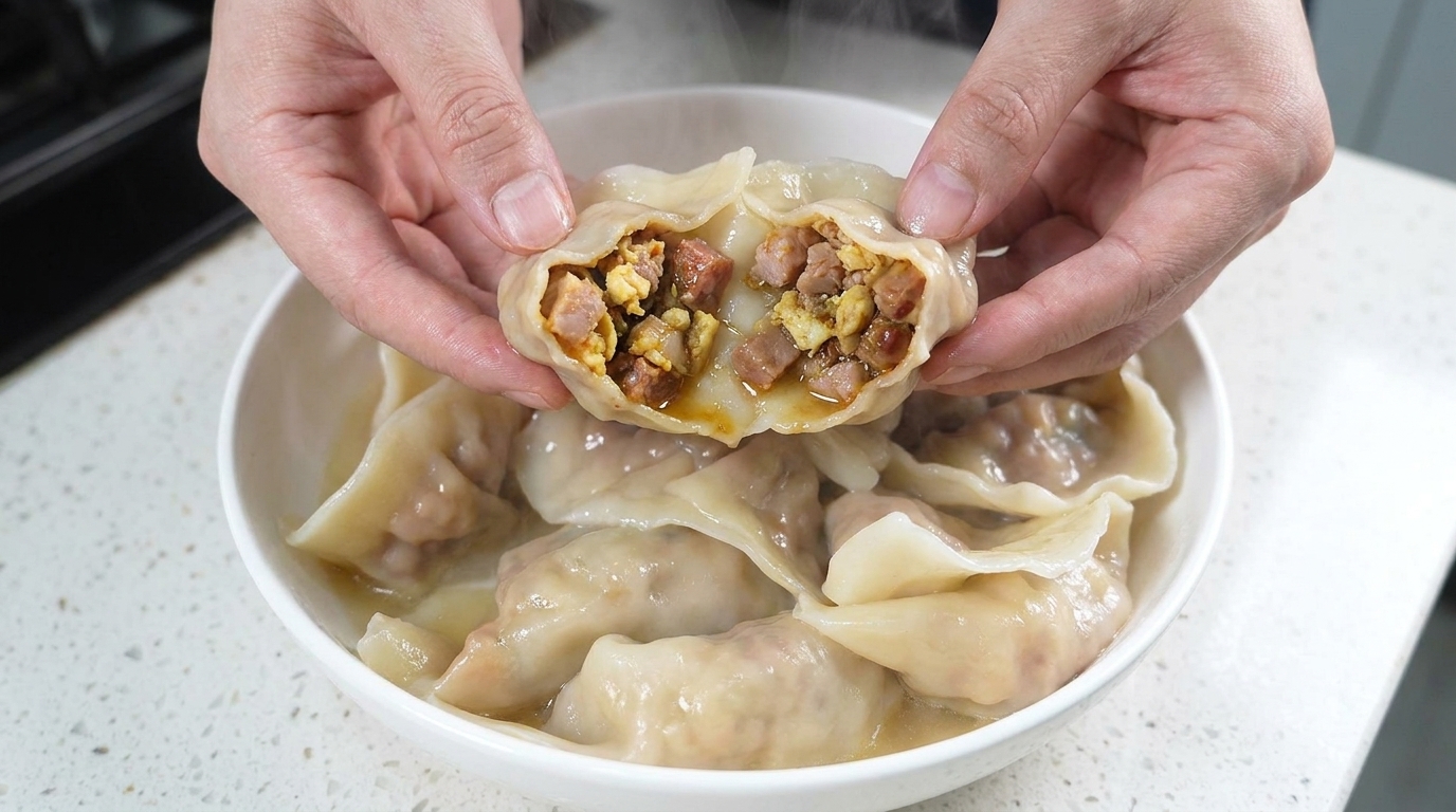 Sabrosos Dumplings de Panza de Cerdo a la Barbacoa