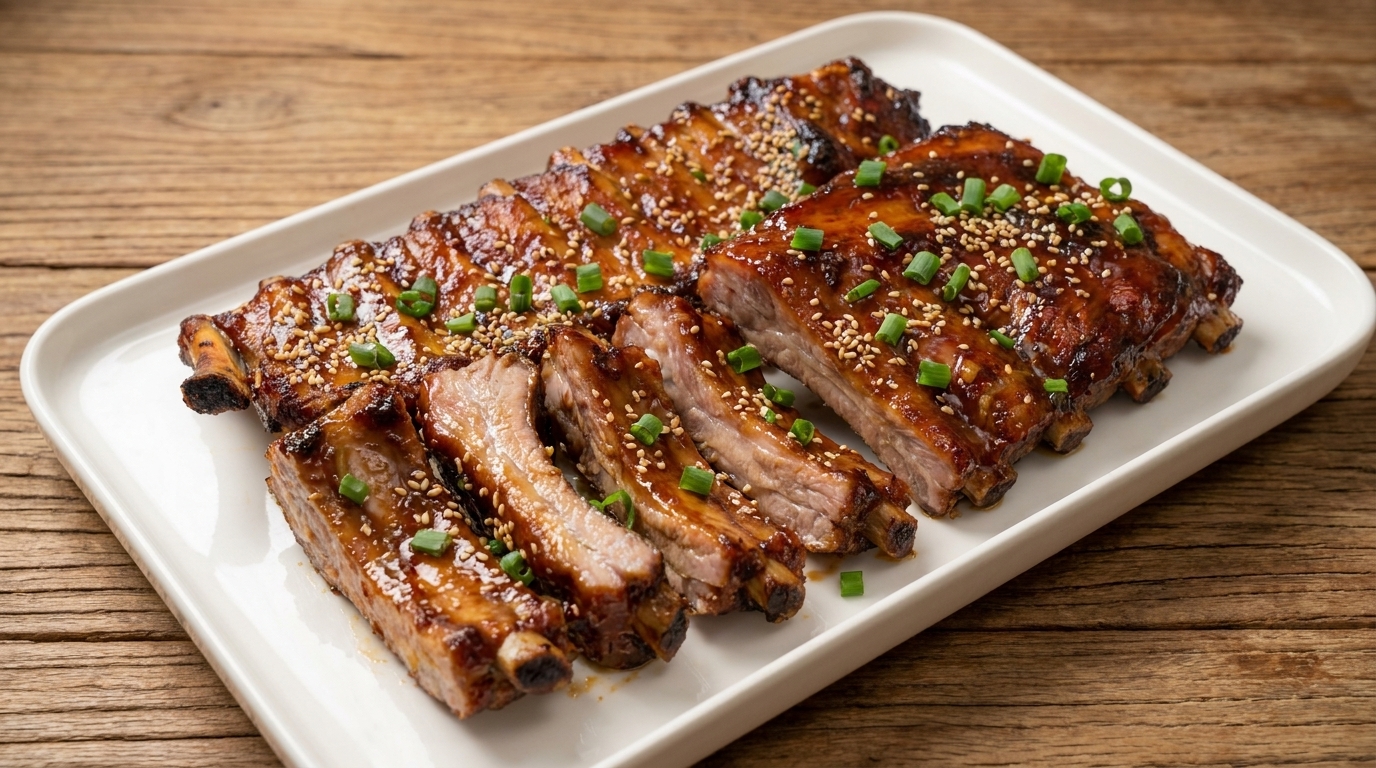 Costillas de Cerdo Asadas con Glaseado de Miel Crujientes