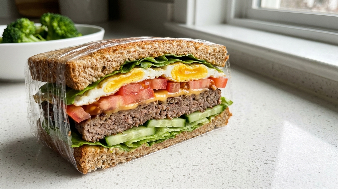 Sándwich Definitivo de Carne y Huevo Bajo en Calorías