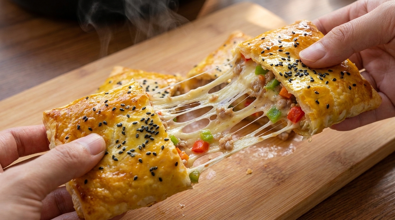 Bolsillos de Hojaldre con Cerdo y Queso en Freidora de Aire