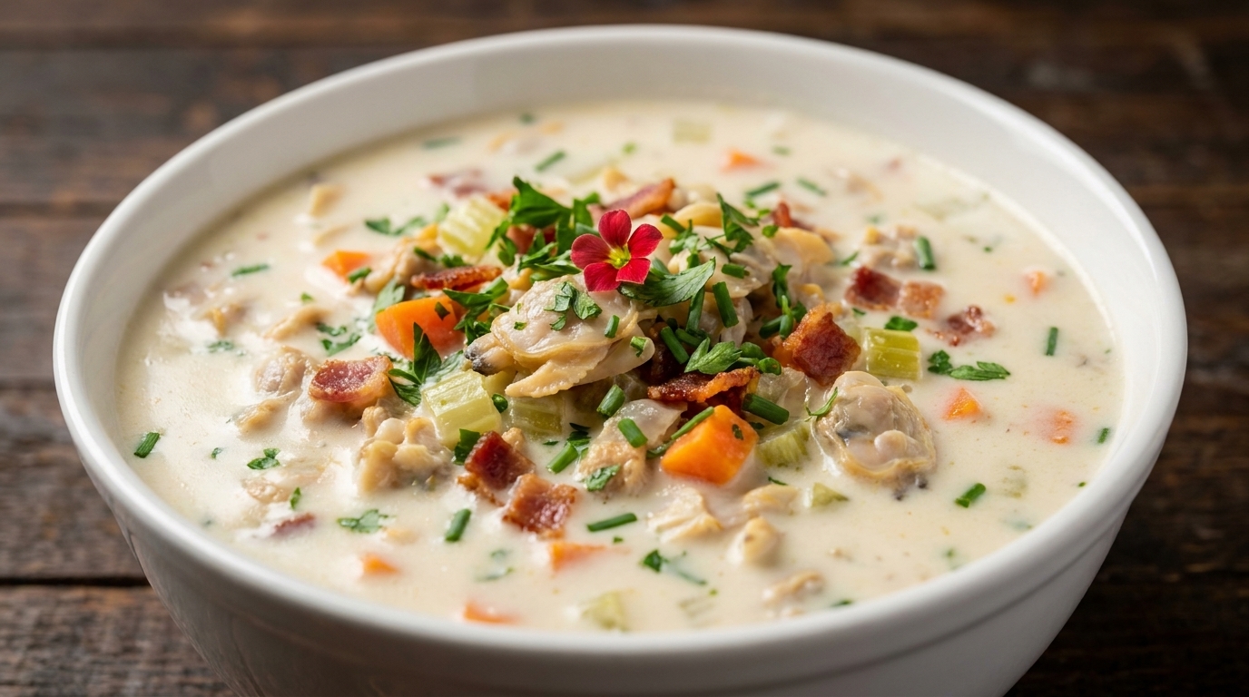 Sopa de Almejas Clásica de Nueva Inglaterra