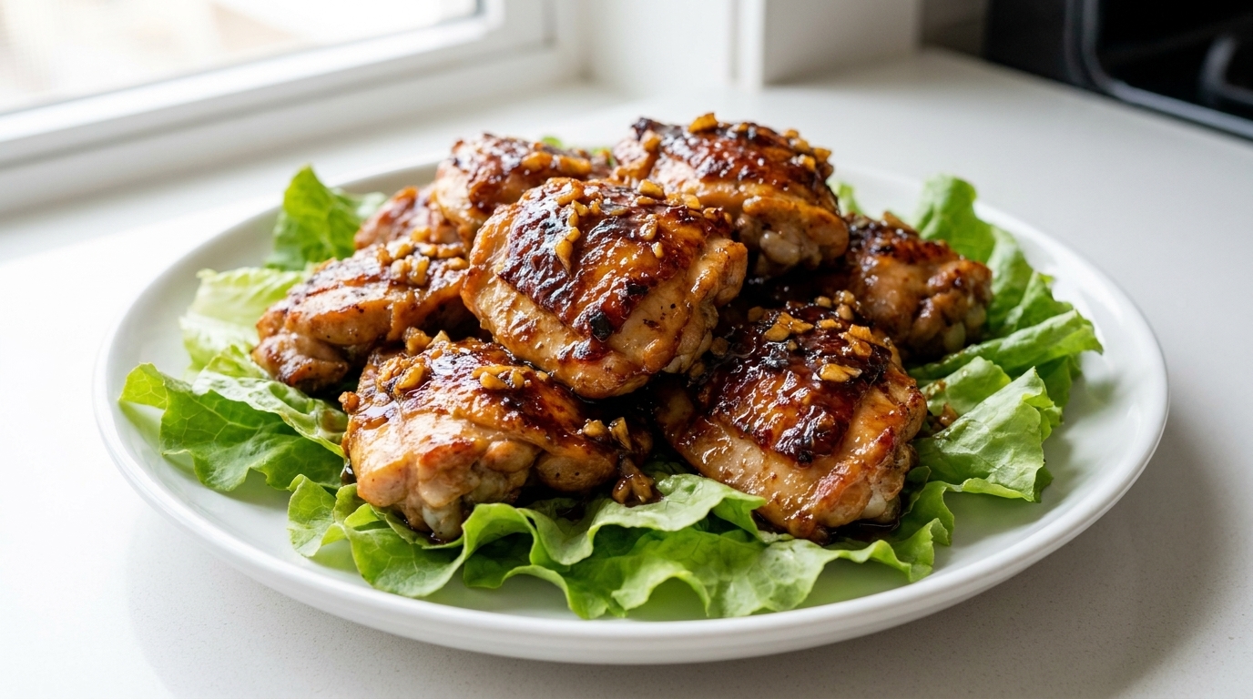 Pollo Crujiente al Ajo, Miel y Mantequilla