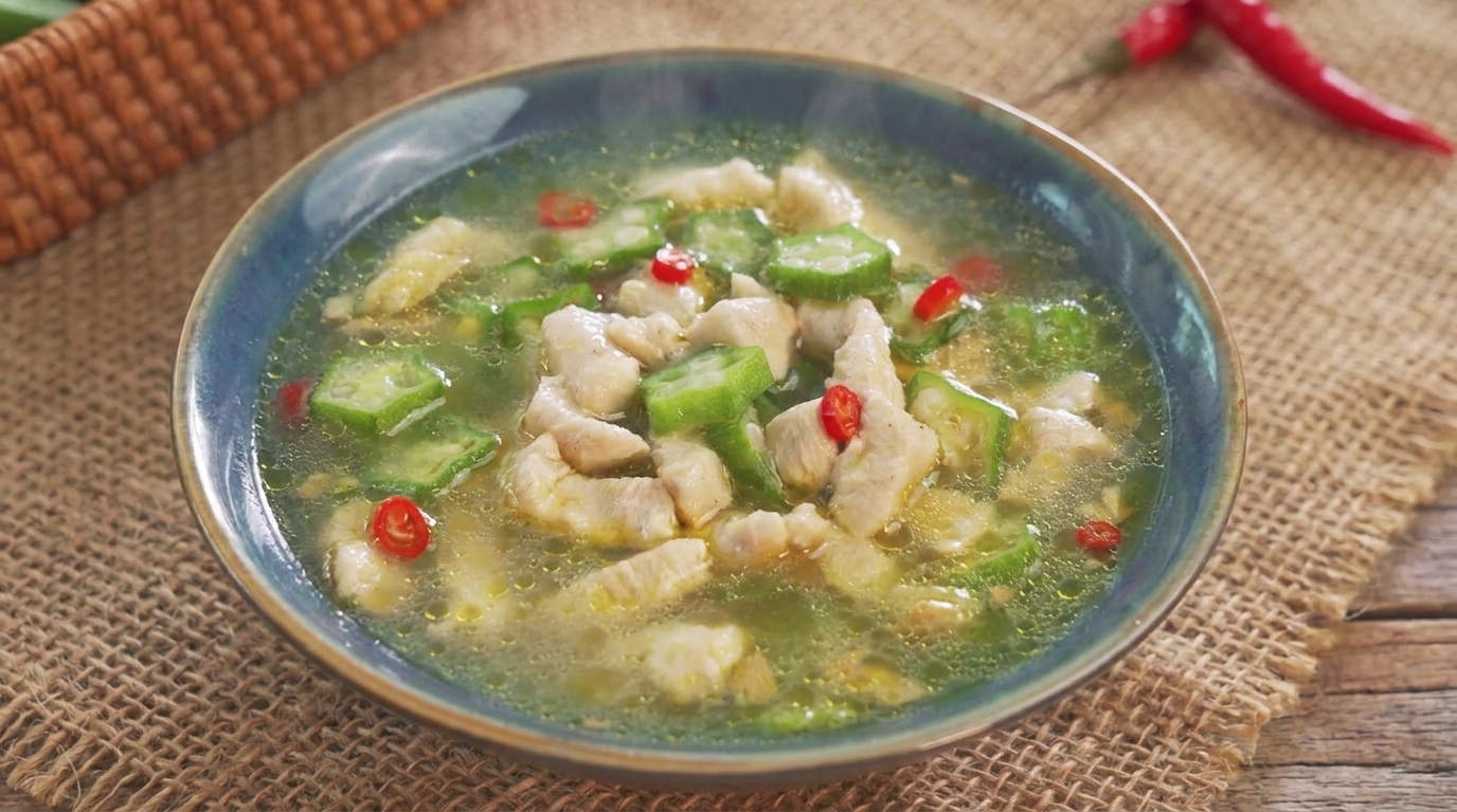 Sopa Sabrosa de Okra y Pollo