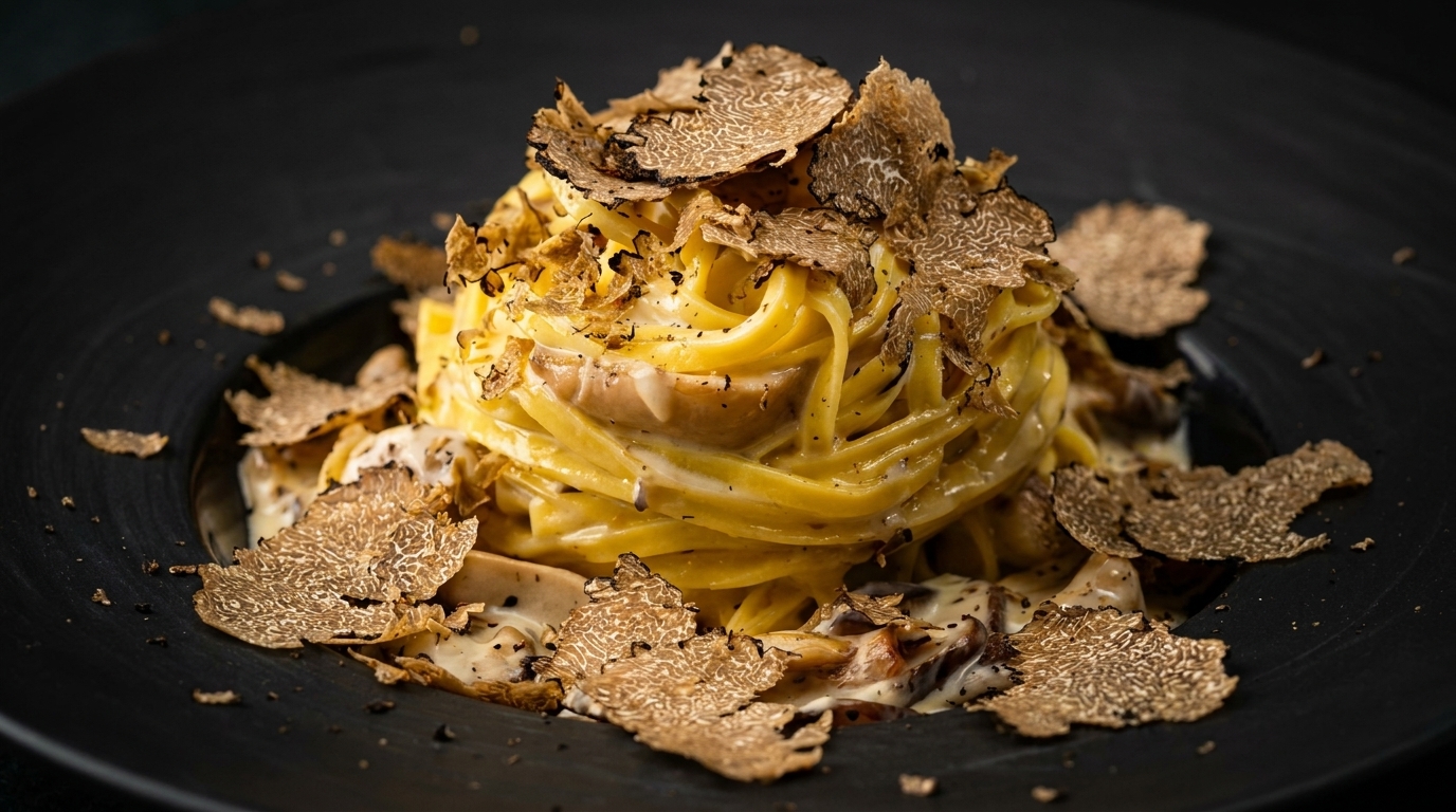 Lujosa Pasta con Trufa Negra y Hongos