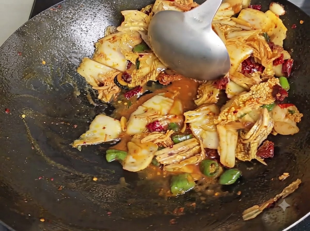 Fideos gruesos cocidos reposando en un plato de cerámica blanca.