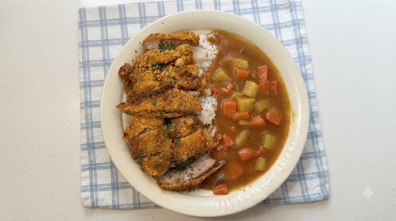 Arroz con Curry y Chuleta de Cerdo Crujiente