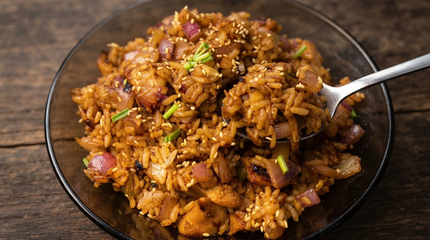 Arroz Frito con Kimchi y Pollo