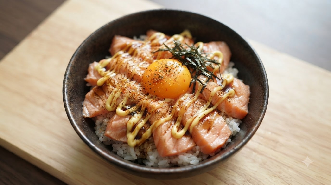 Donburi de Salmón Flameado (Aburi Sake Don)