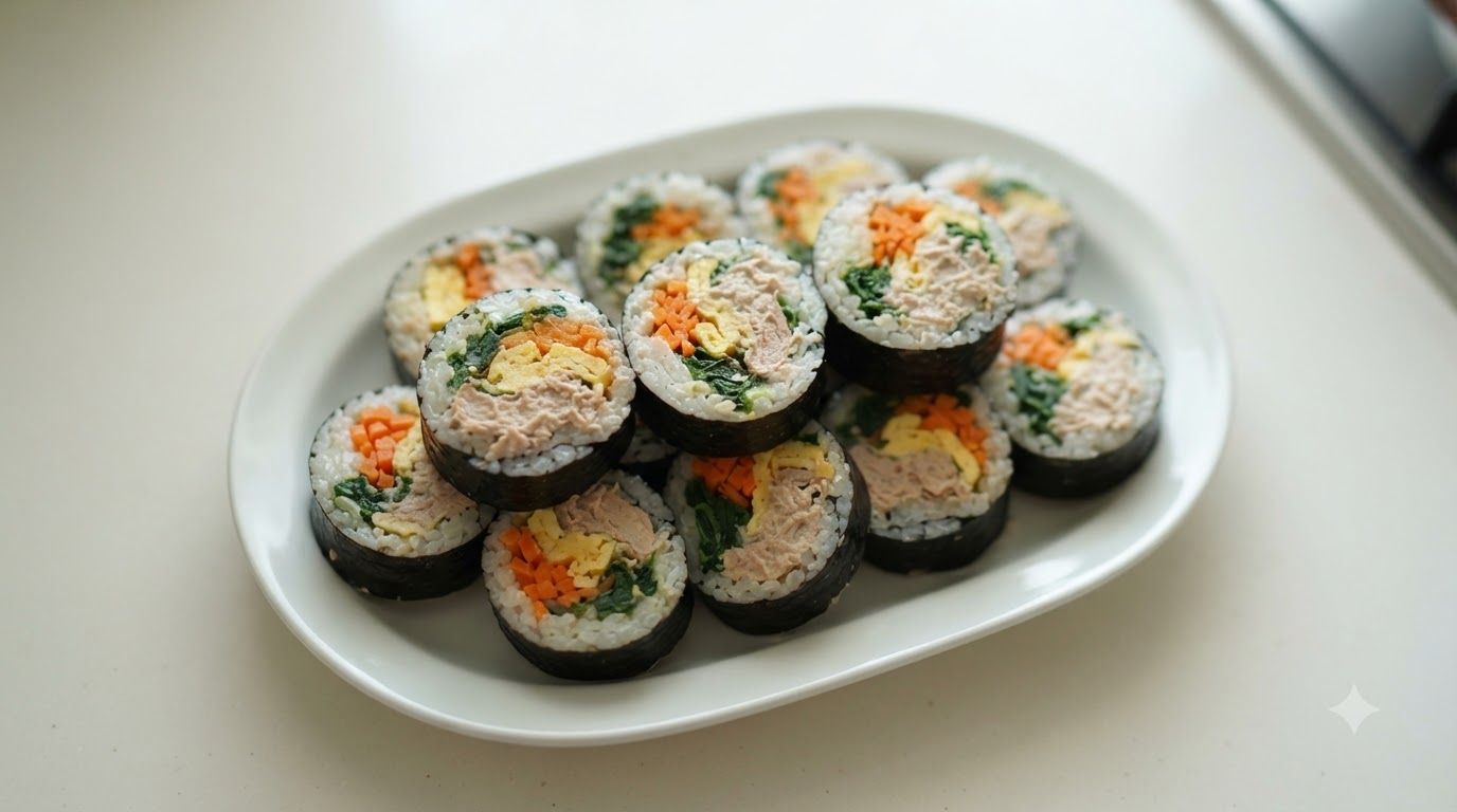 Gimbap de Atún Clásico (Rollos de Arroz Coreanos)