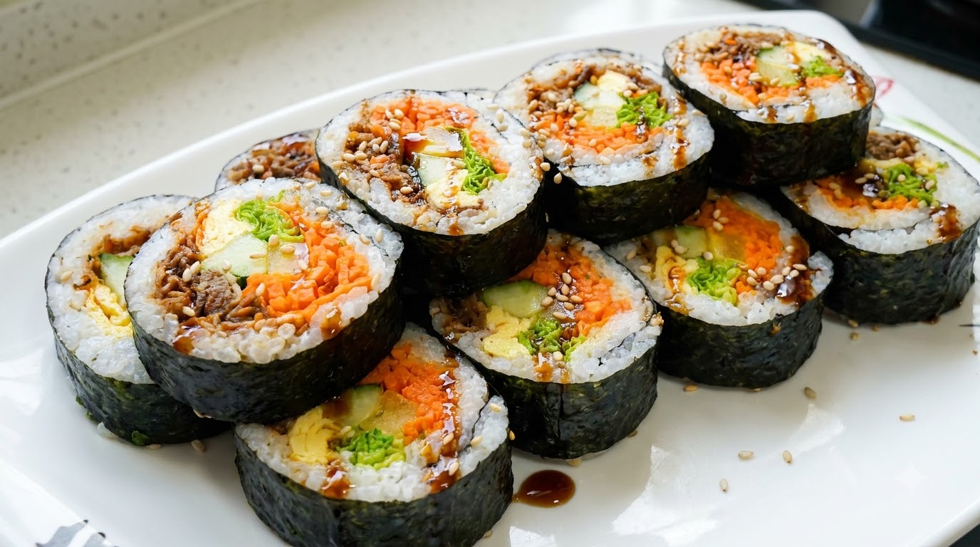 Sabroso Kimbap de Carne Asada (Bulgogi Gimbap)