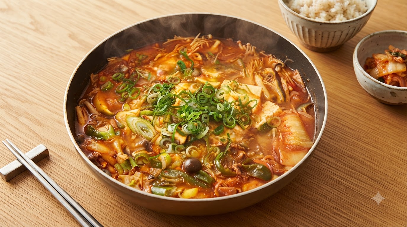 Sopa Coreana Picante de Kimchi y Tofú (Kimchi-jjigae)