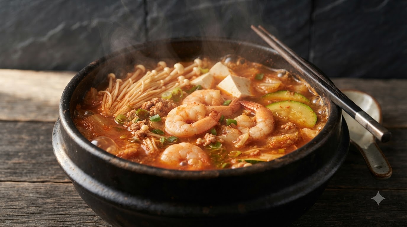 Sopa Coreana de Kimchi y Pasta de Soja (Doenjang-jjigae)