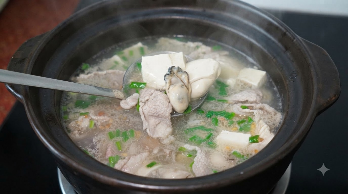 Sopa Caliente de Tofu y Ostras (Canh Hầu Đậu Hũ)