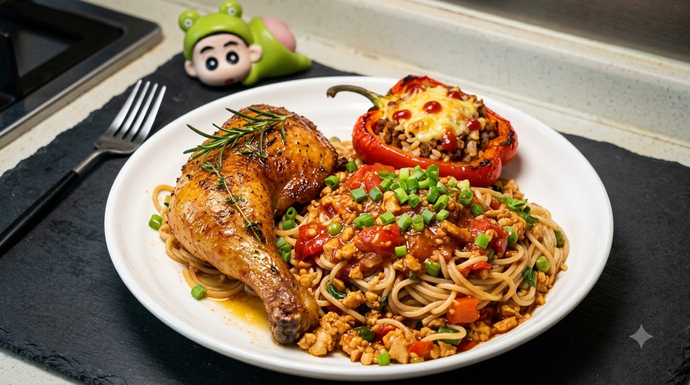 Espaguetis con Pollo Picado al Tomate