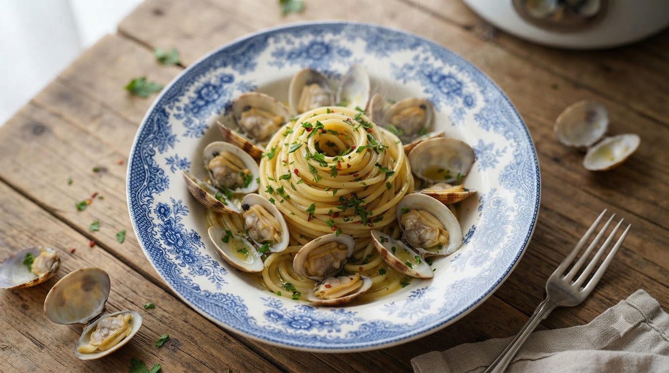 Spaghetti alle Vongole Clásico (Espaguetis con Almejas)
