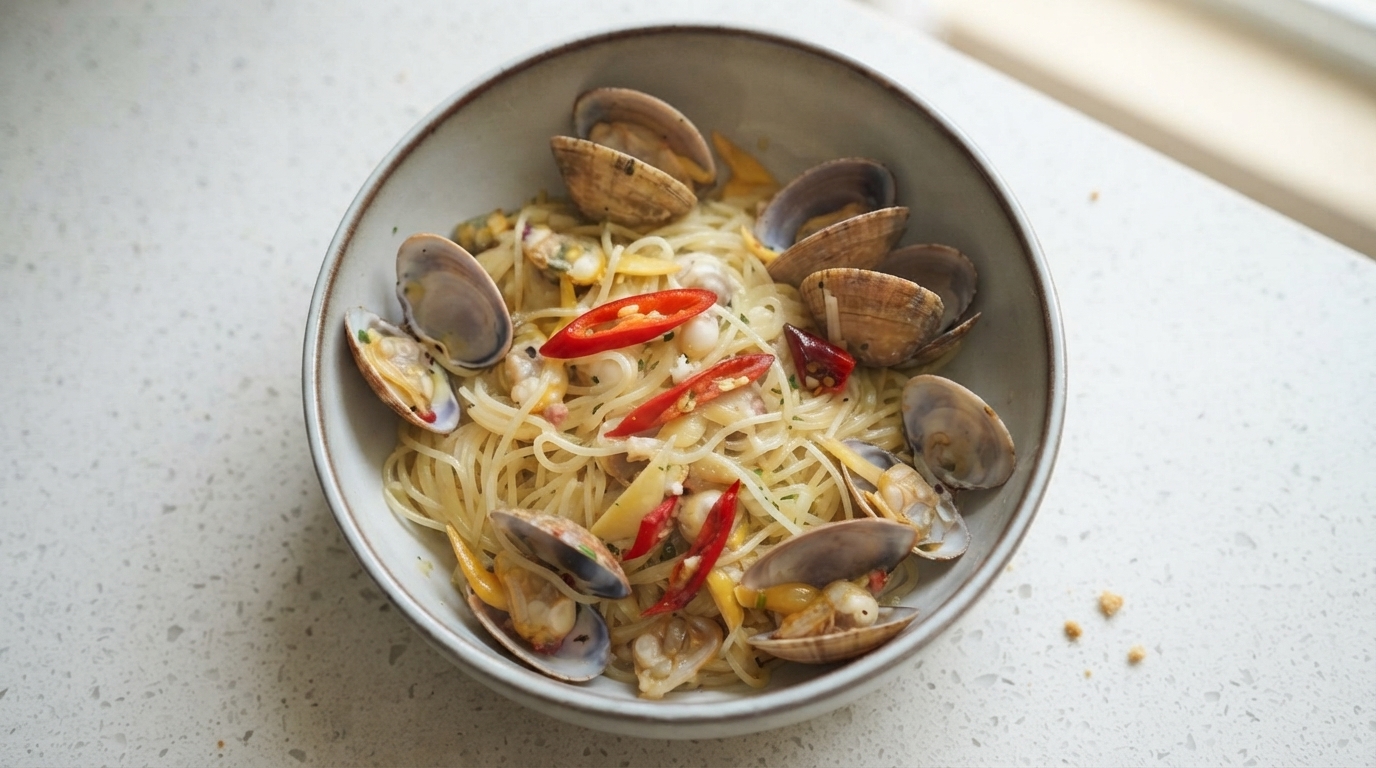 Pasta con Almejas al Vino Blanco y Mantequilla