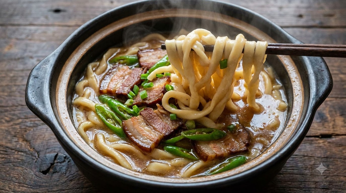 Fideos Rusticos Estirados a Mano con Panceta Ahumada