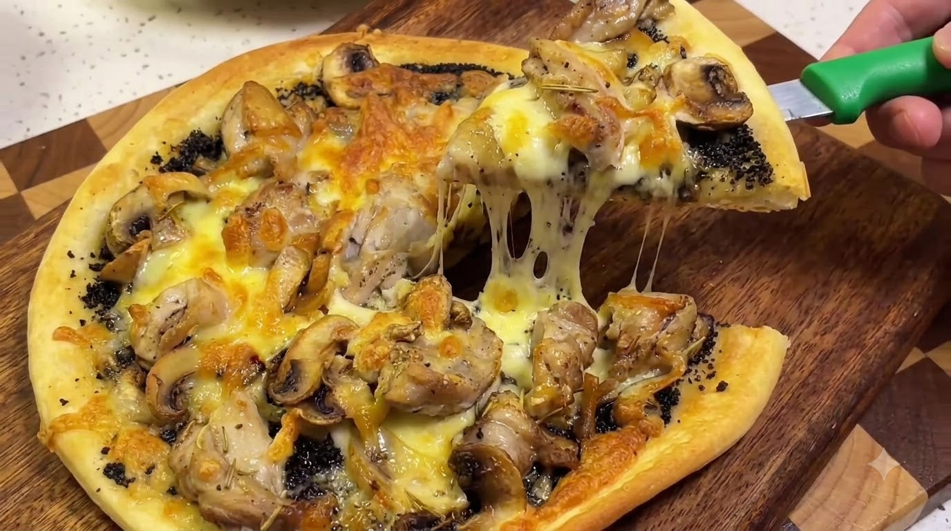 Pizza con Pollo y Trufa Negra en Freidora de Aire