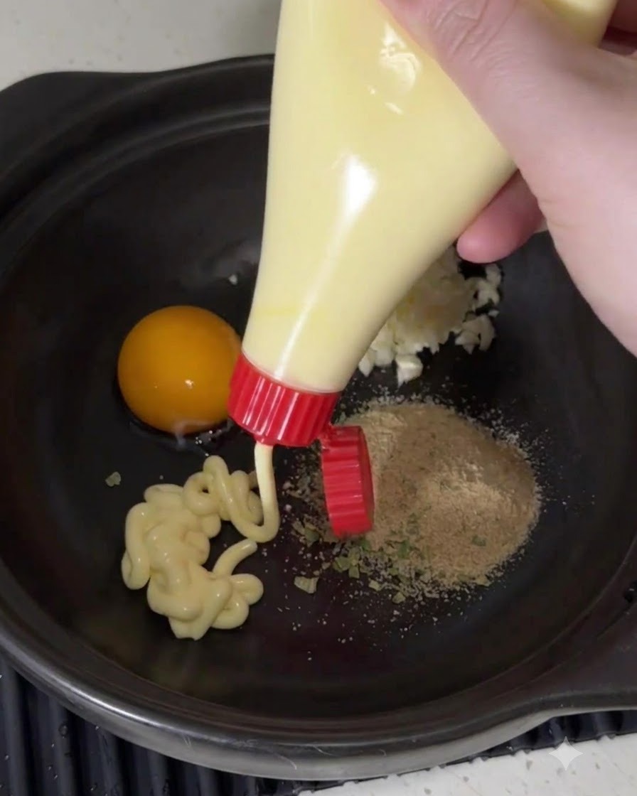 Todos los ingredientes de condimento mezclados en una pasta suave dentro de la olla de cocina.
