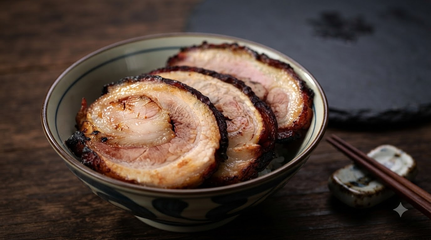 Chashu japonés auténtico (Rollo de panceta de cerdo estofada)