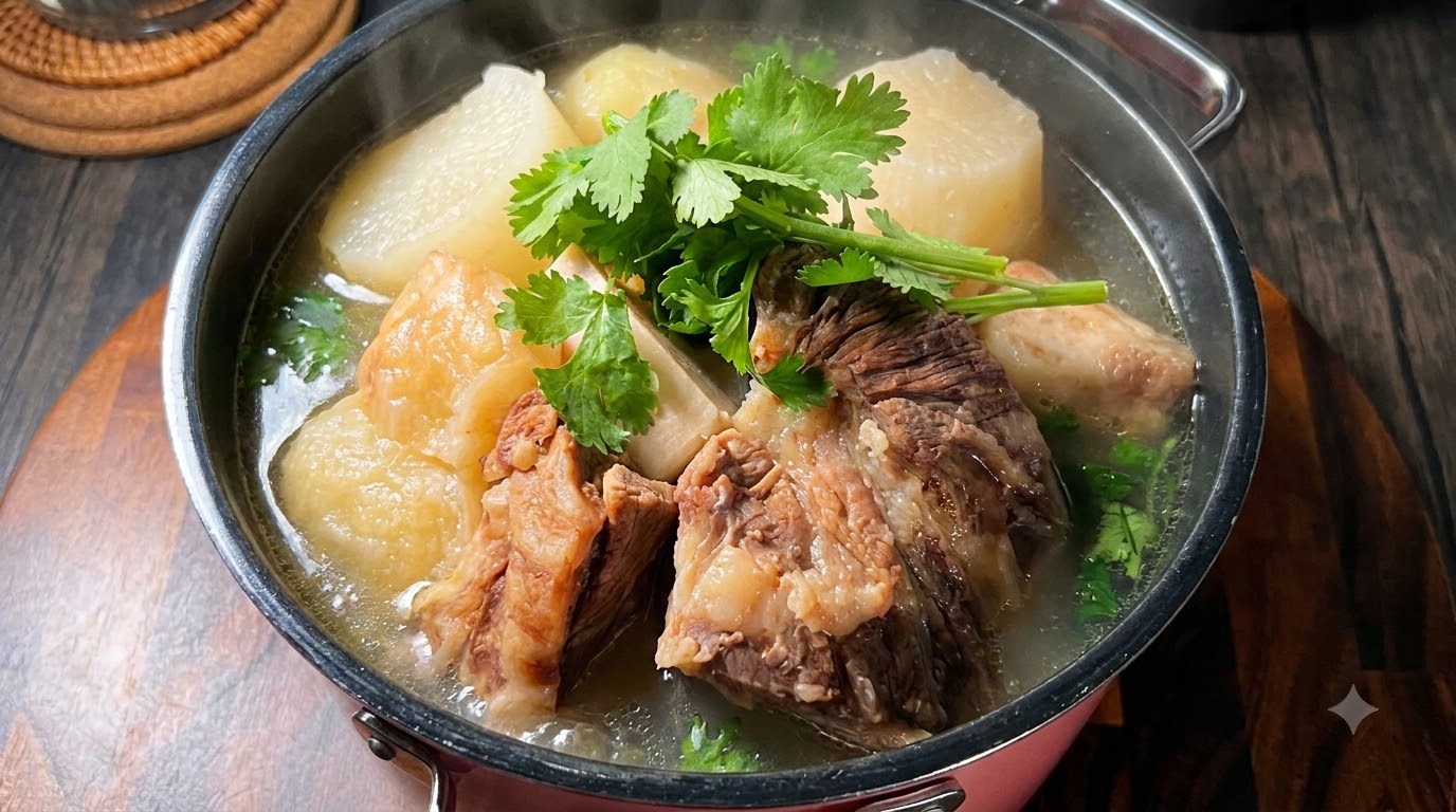 Costillas de Res Estofadas Claras con Rábano Blanco