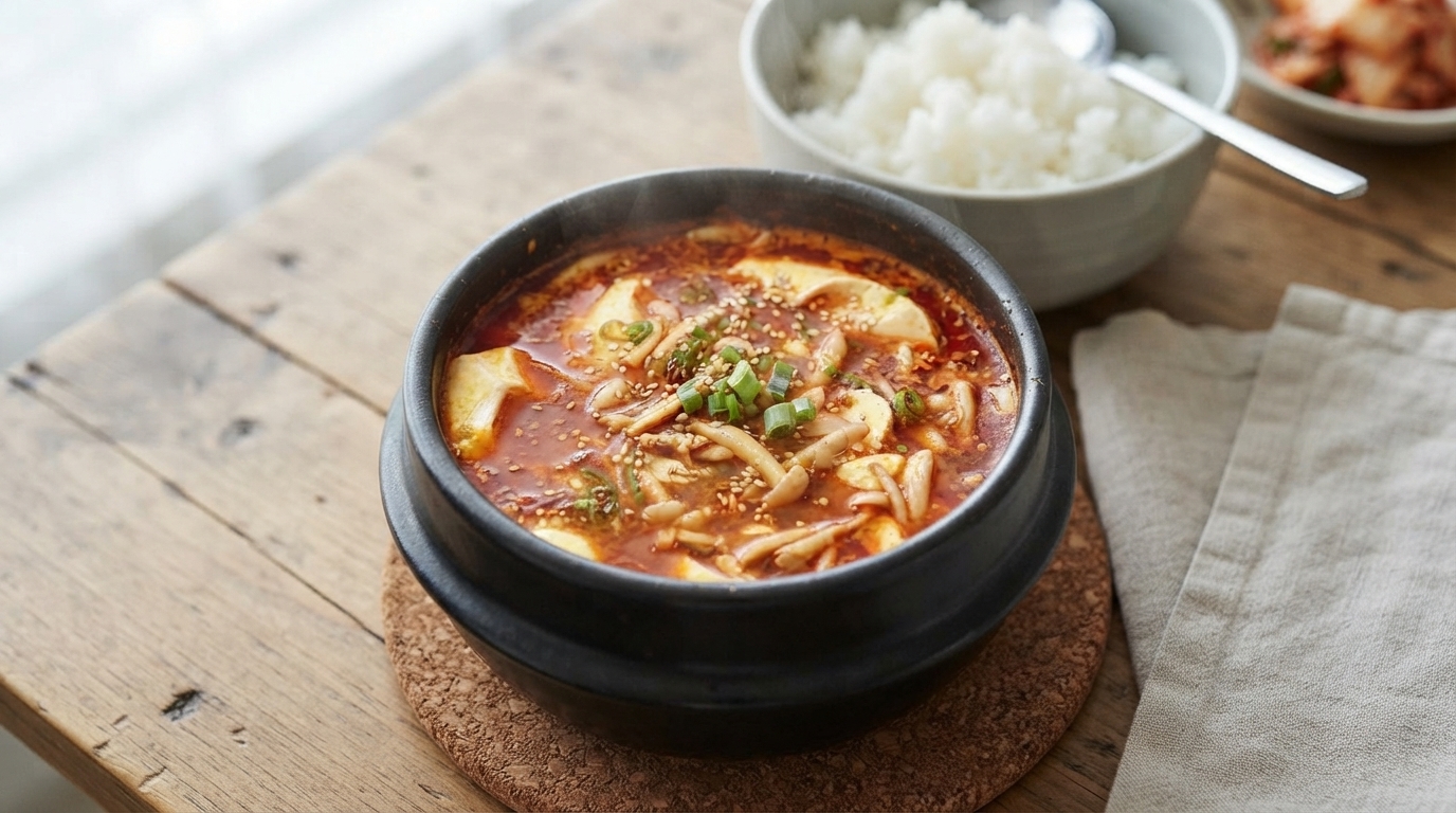 Sopa coreana picante de tofu suave (Sundubu-jjigae)