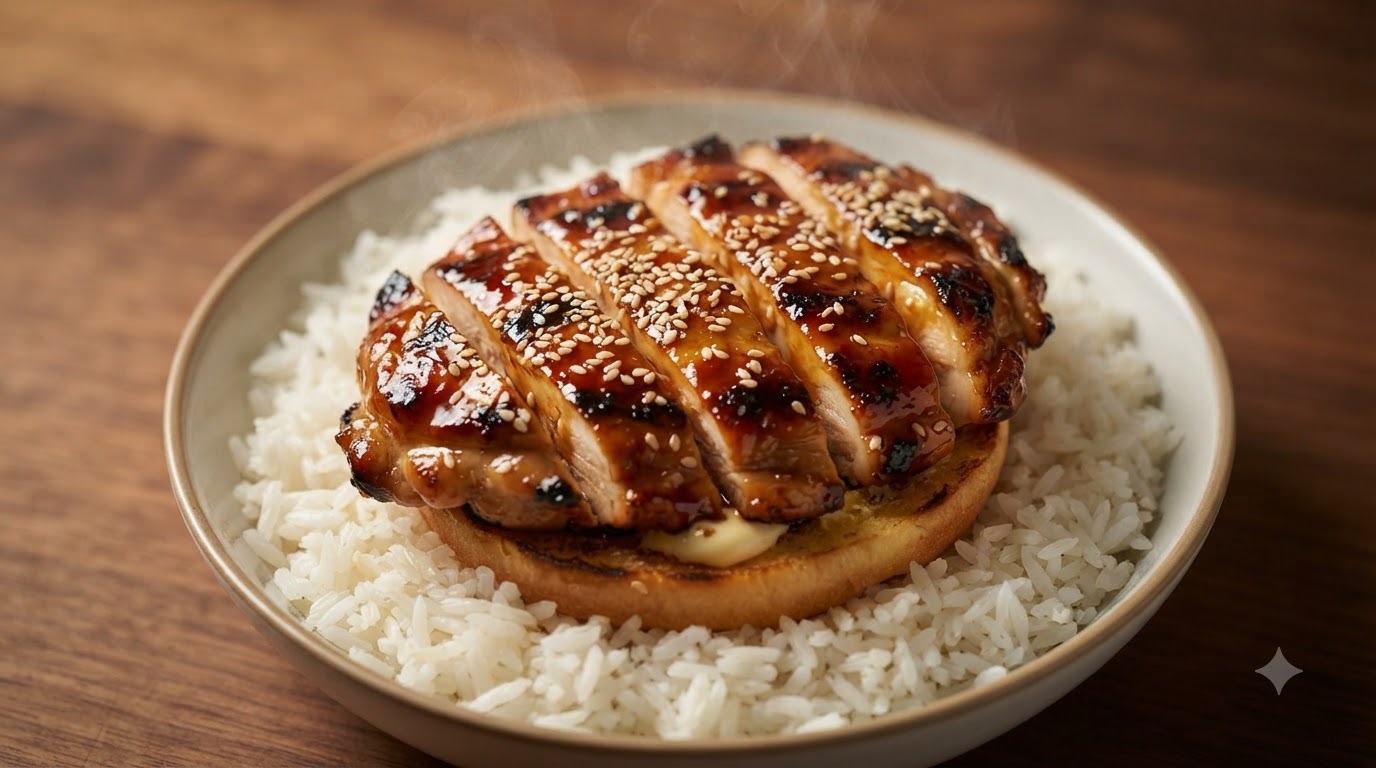 Tazón de Hamburguesa de Pollo Teriyaki