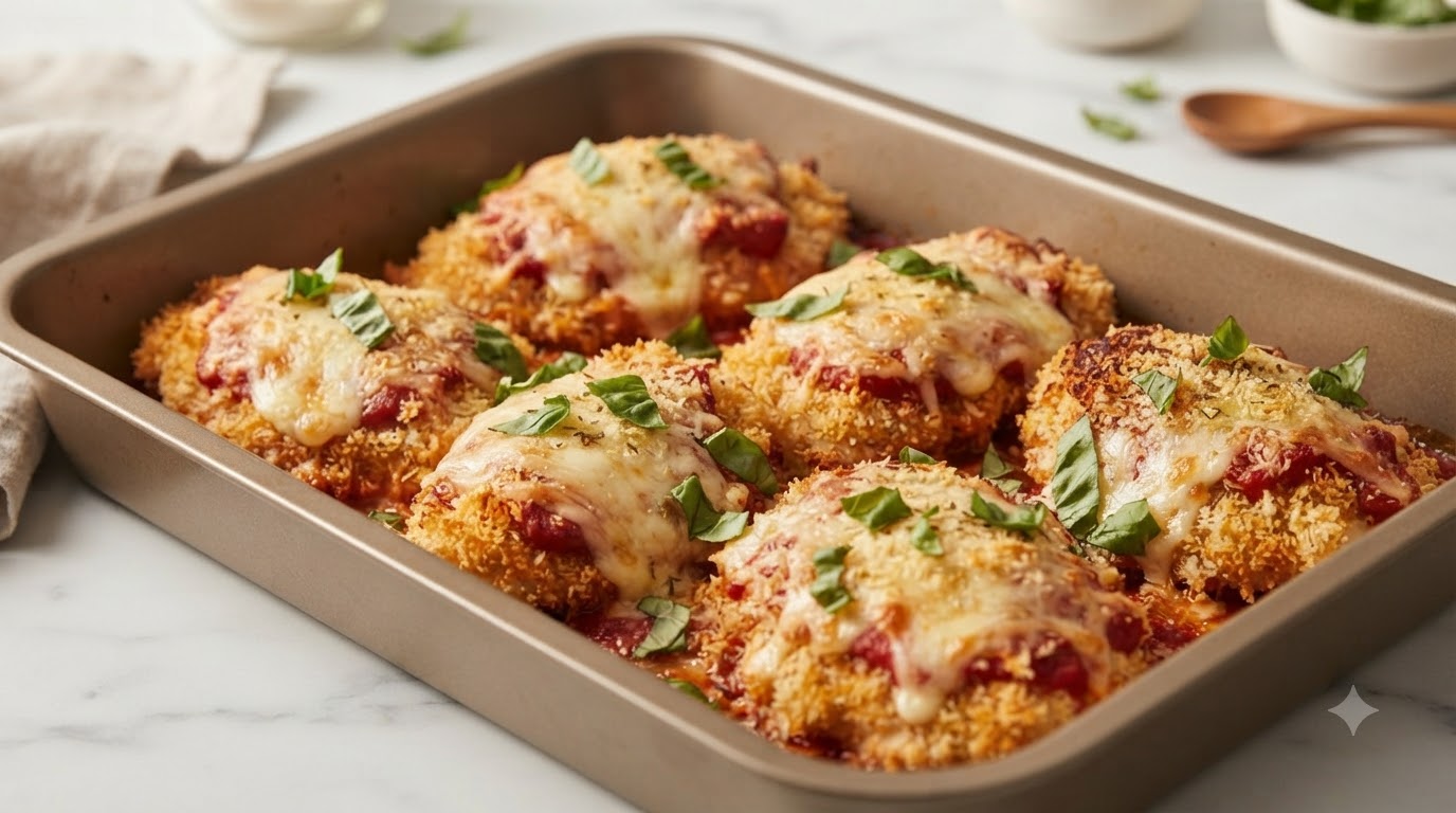 Pollo al Horno Estilo Italiano con Costra de Queso Parmesano