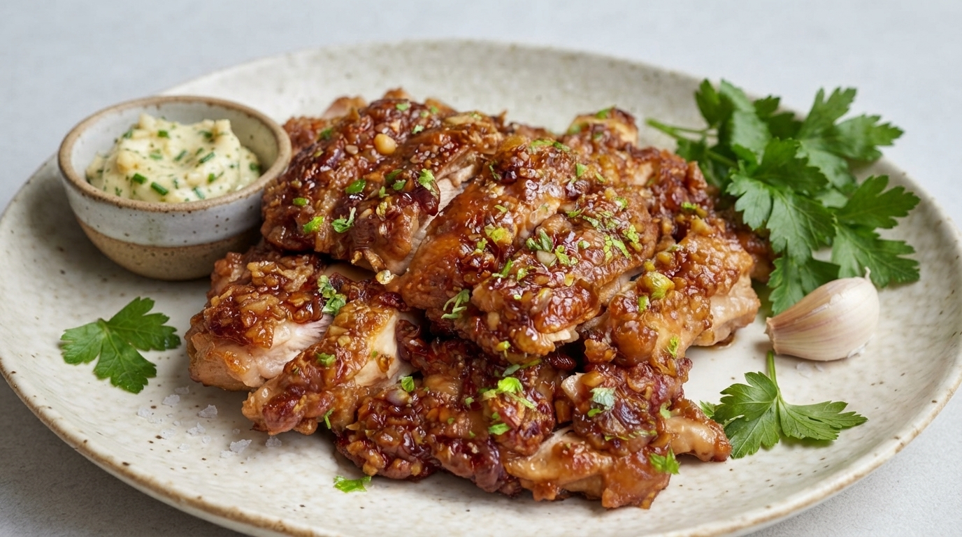 Chuletas de Pollo Crujientes con Mantequilla y Ajo
