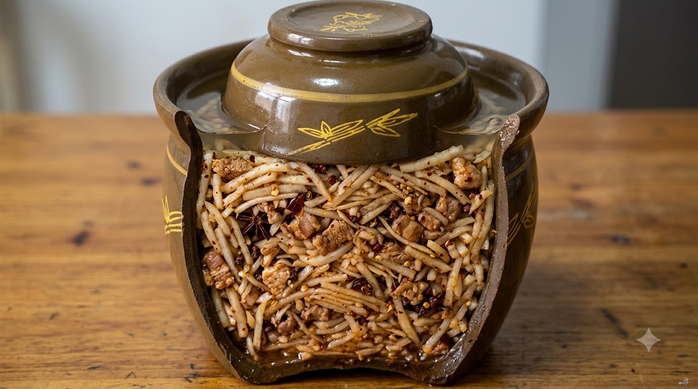Zha de Cerdo con Tiras de Rábano (Cerdo en Conserva Chino con Rábano)