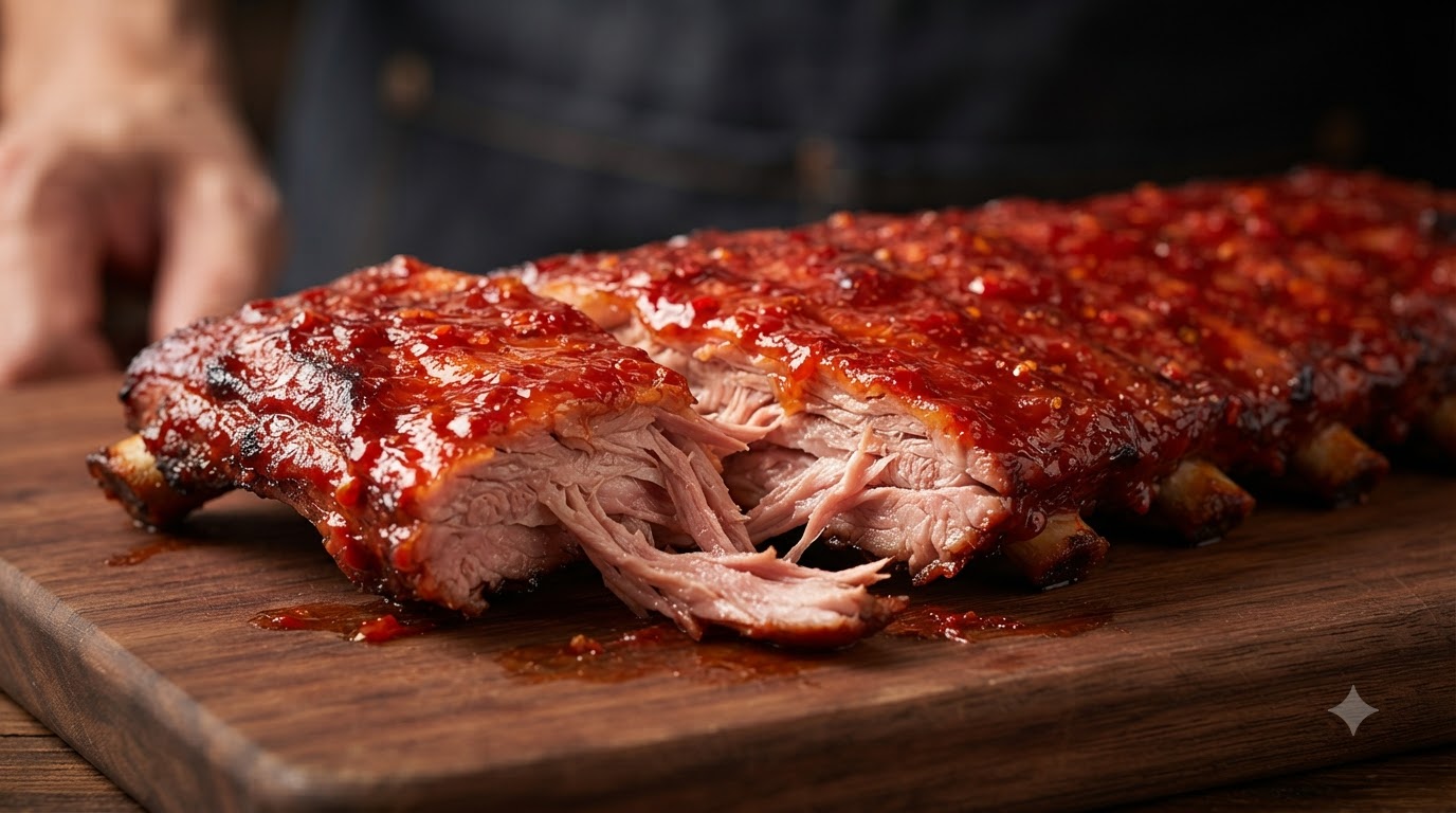 Costillas de Cerdo Asadas a la Piña Dulces y Picantes