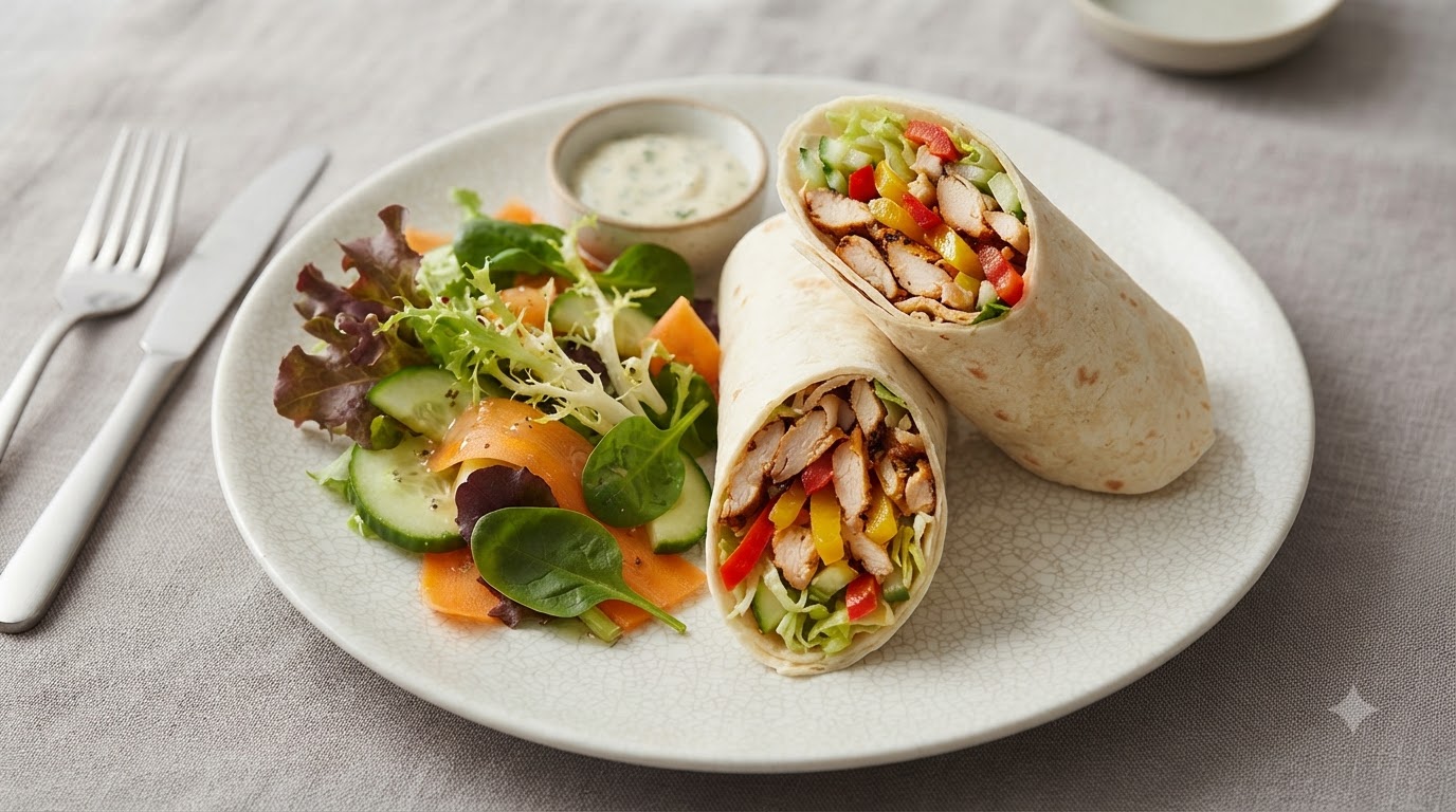 Wraps de Tortilla de Pollo Ahumado con Cebolla Caramelizada