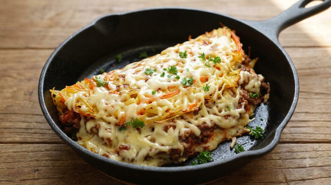 Tortilla de Patata Crujiente con Carne y Trufa Negra
