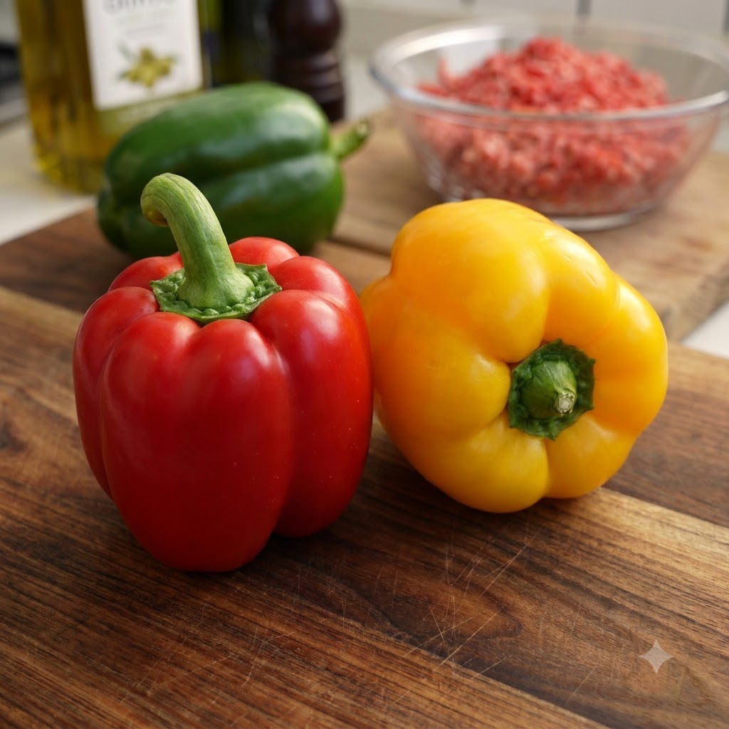 Un primer plano de unas manos cortando la parte superior de un pimiento rojo vibrante y retirando sus semillas interiores.