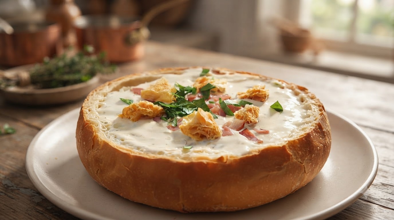 Clam Chowder Americano en Tazón de Pan