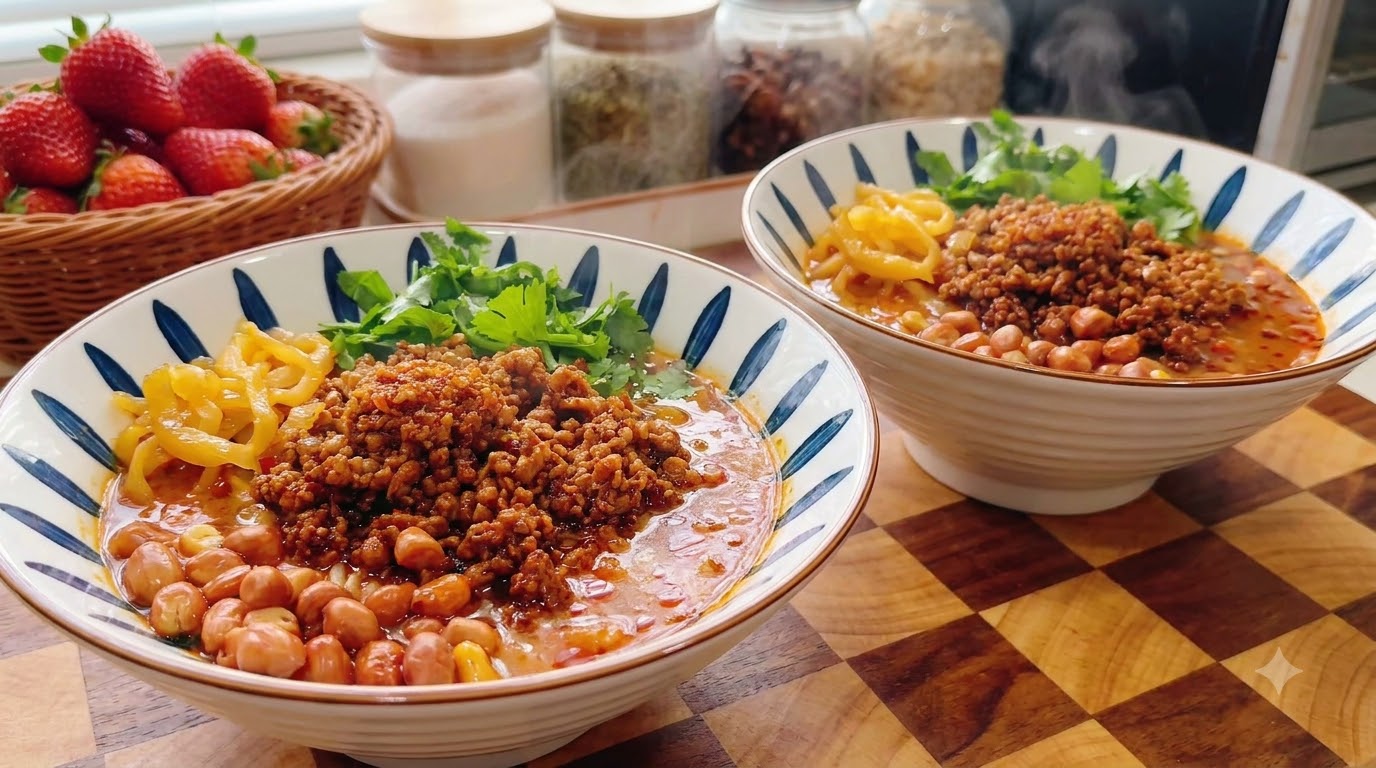 Sopa de Fideos con Carne Picada Picante