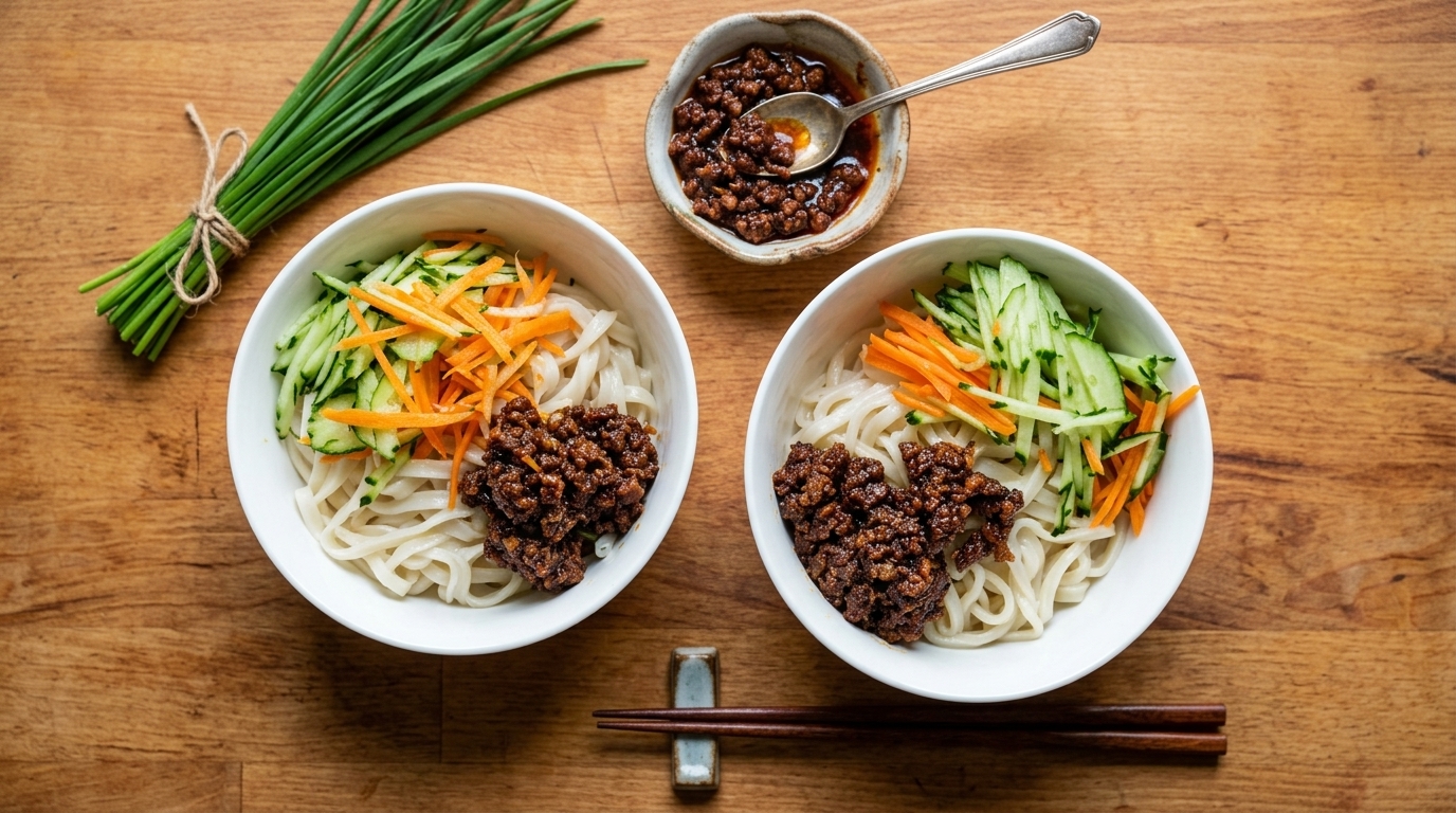 Zhajiangmian de Pekín Auténtico (Fideos con Salsa Frita)